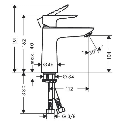 71711000 Hansgrohe Talis E 110 Click-Clack armatura za umivalnik