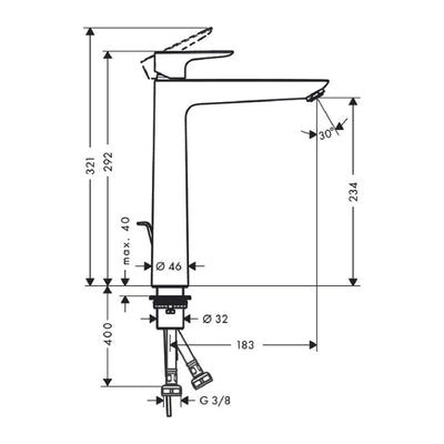 71716670 Hansgrohe Talis E 240 črna visoka armatura za umivalnik