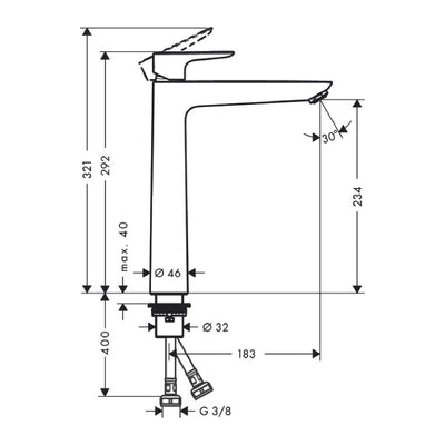 71717670 Hansgrohe Talis E 240 črna visoka armatura za umivalnik