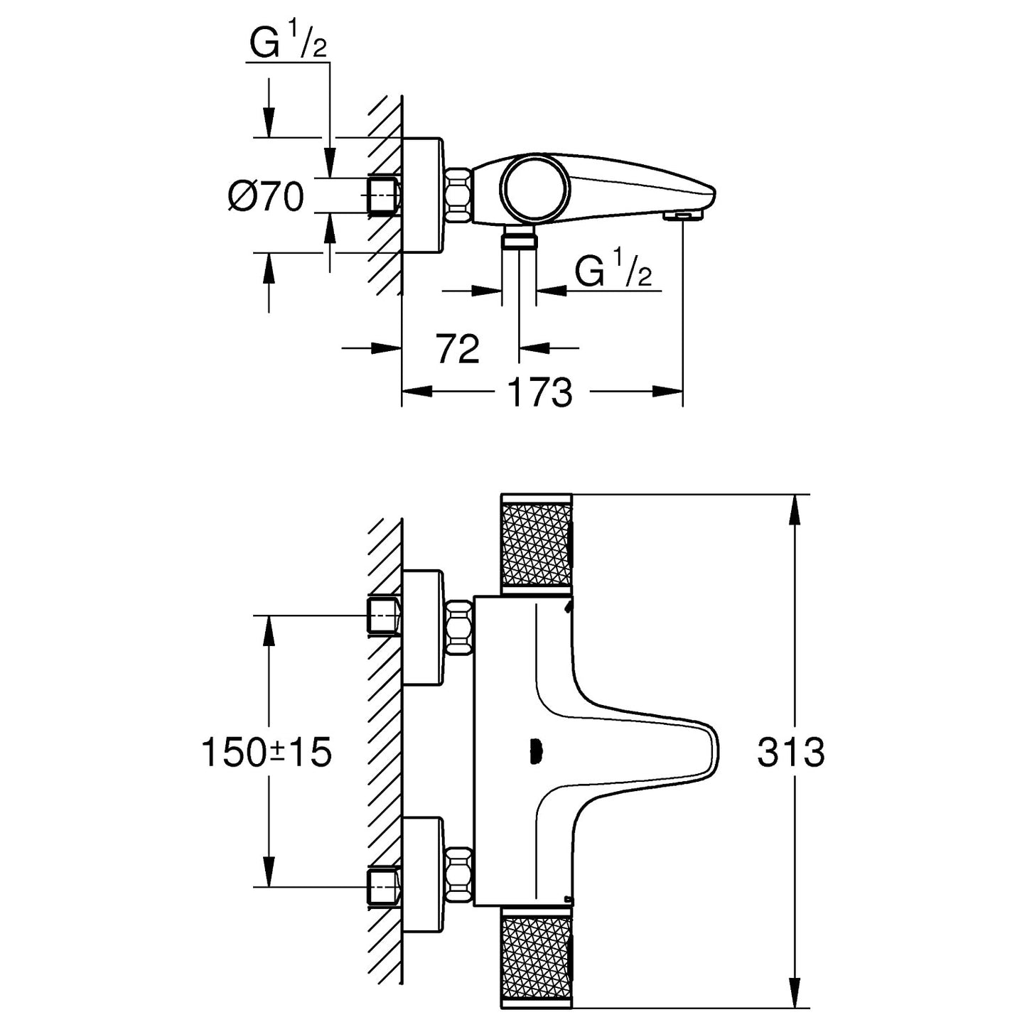 34779000 Grohe Grohtherm 1000 Performance armatura za kad termostatska