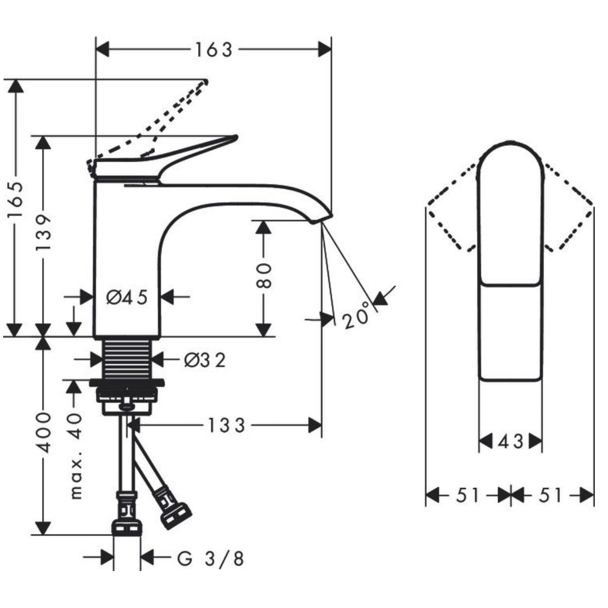 75012000 Hansgrohe Vivenis 80 armatura za umivalnik