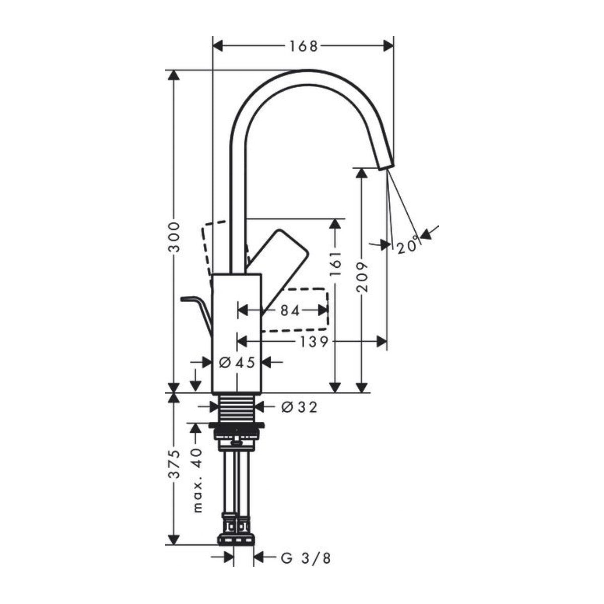 75030000 Hansgrohe Vivenis visoka vrtljiva armatura za umivalnik