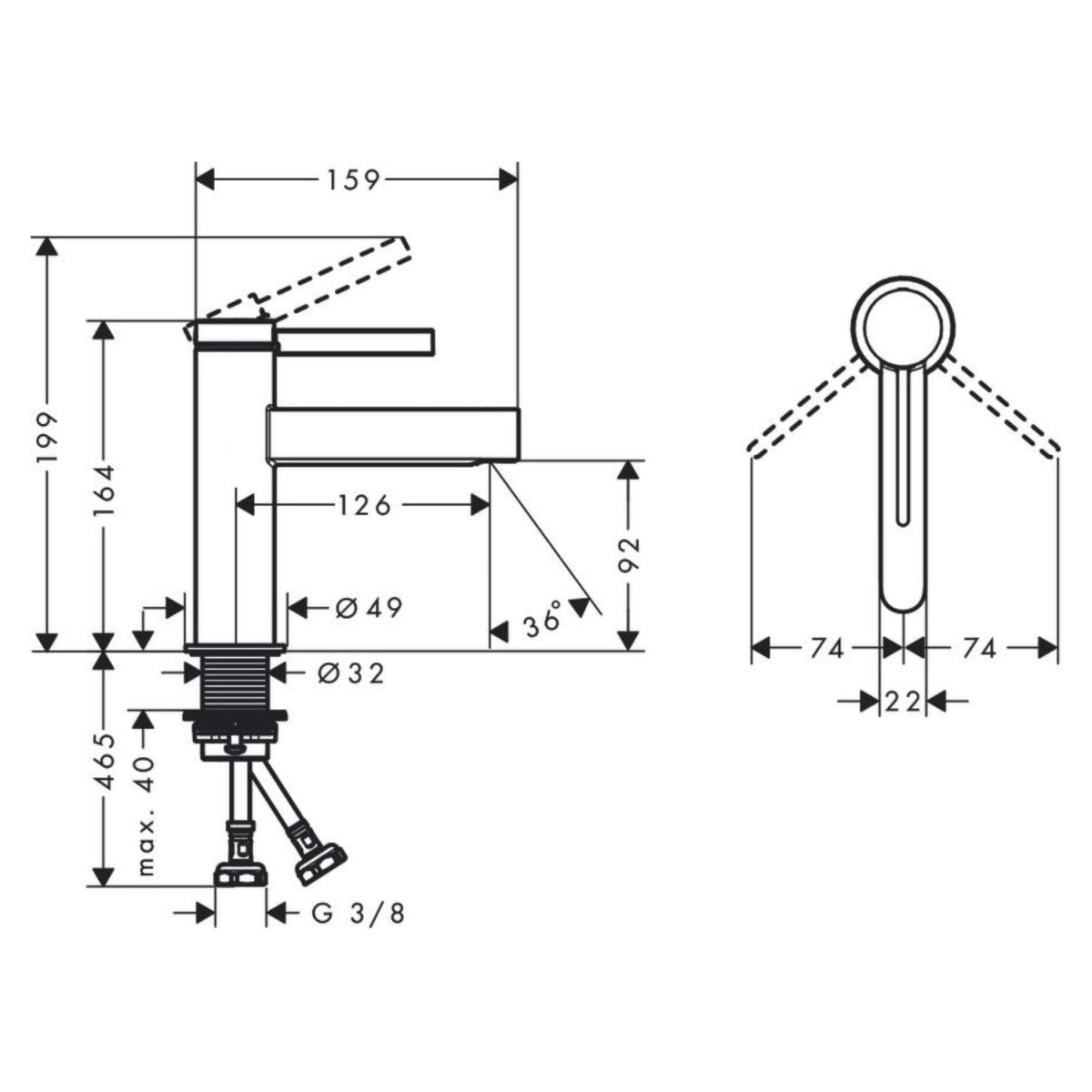 76010000 Hansgrohe Finoris 100 Click-Clack armatura za umivalnik