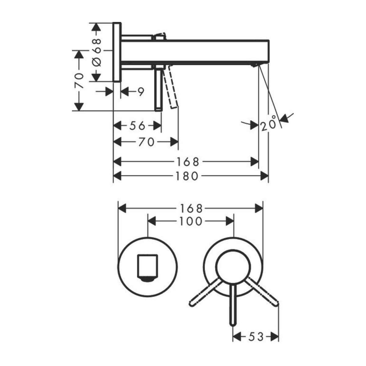 76051670 Hansgrohe Finoris črna podometna armatura za umivalnik