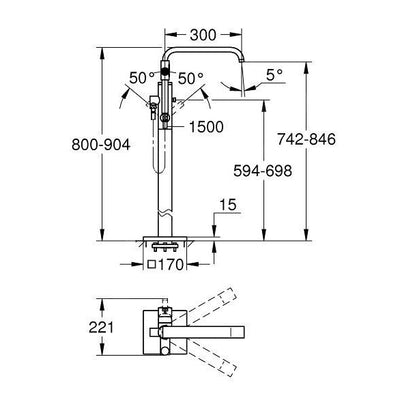 32754002 Grohe Allure samostoječa armatura za kad s tuš setom