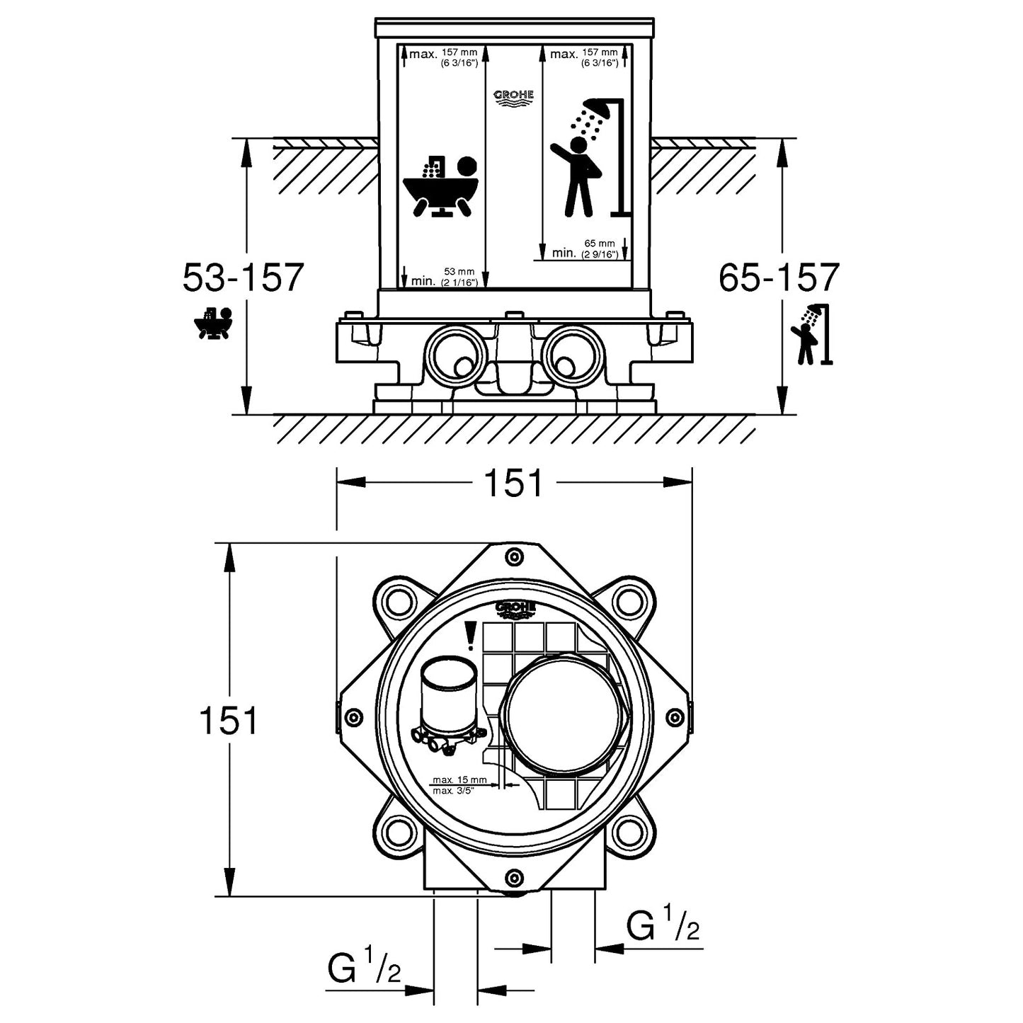 45984001 Grohe Universal podometni del za samostoječo armaturo za kad