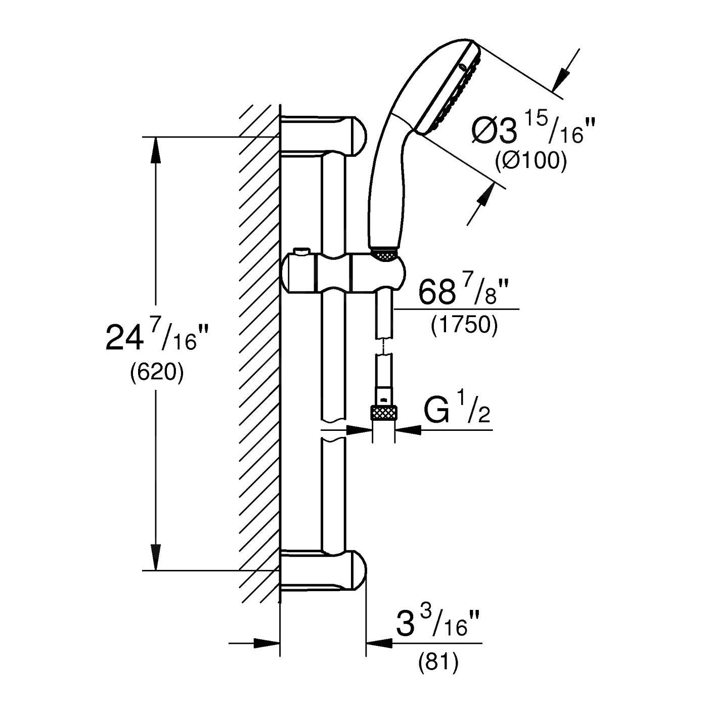 2759810E Grohe Tempesta New 100 tuš set brez armature