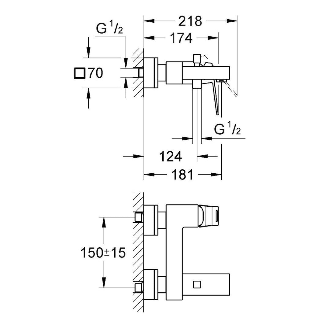 Armature za kadi — 23140000 Grohe Eurocube armatura za kad | SAN-KERAMIKA.SI