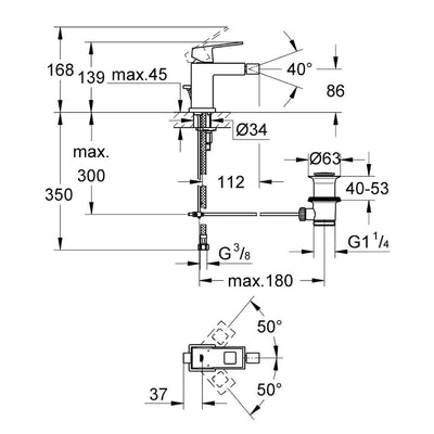 Armature za bide — 23138000 Grohe Eurocube armatura za bide | SAN-KERAMIKA.SI