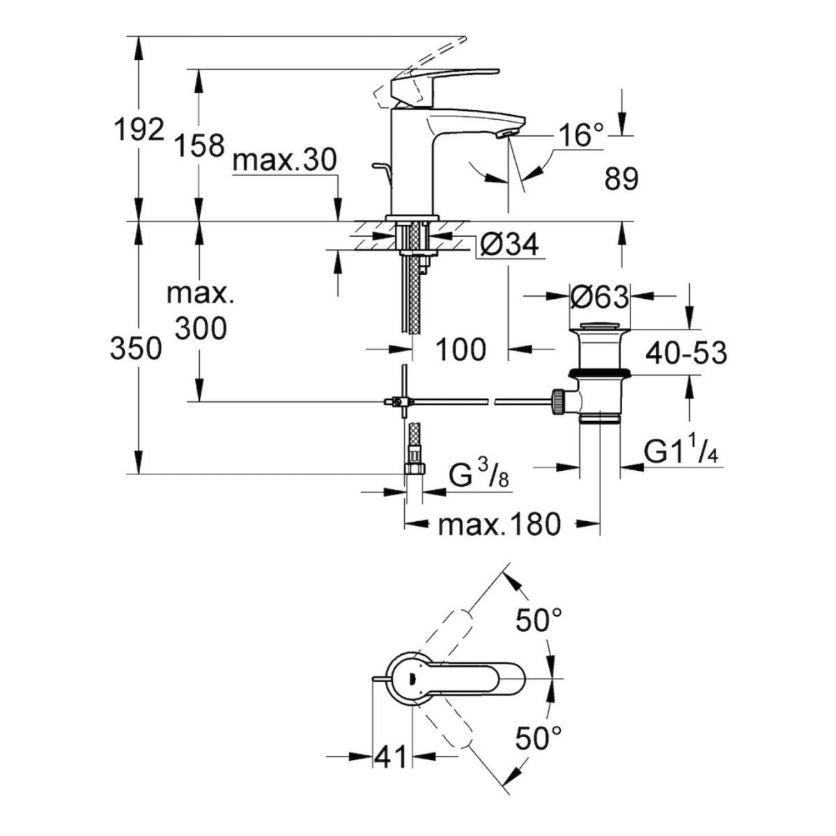 Armature za umivalnike — 23037002 Grohe Eurostyle Cosmopolitan armatura za umivalnik | SAN-KERAMIKA.SI