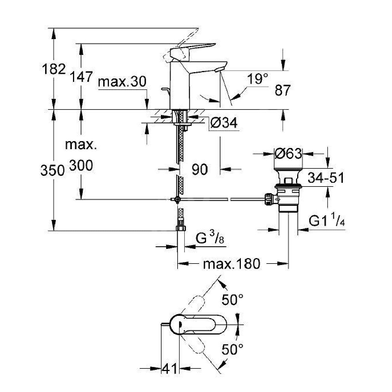 Armature za umivalnike — 23335000 Grohe Loop armatura za umivalnik | SAN-KERAMIKA.SI