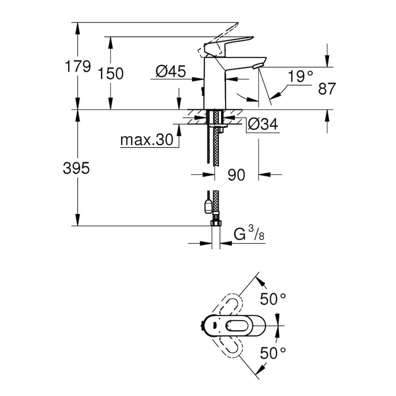 Armature za umivalnike — 23336000 Grohe Loop armatura za umivalnik | SAN-KERAMIKA.SI