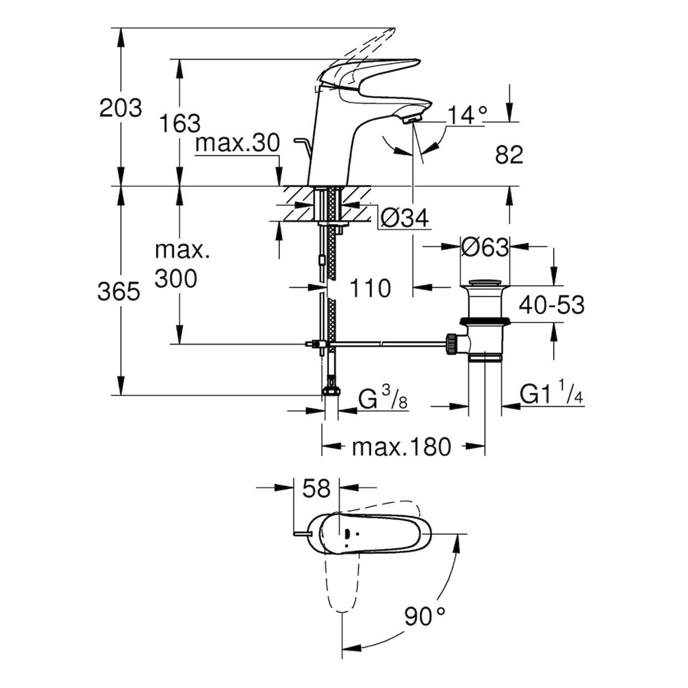 Armature za umivalnike — 23709LS3 Grohe Eurostyle New bela armatura za umivalnik | SAN-KERAMIKA.SI