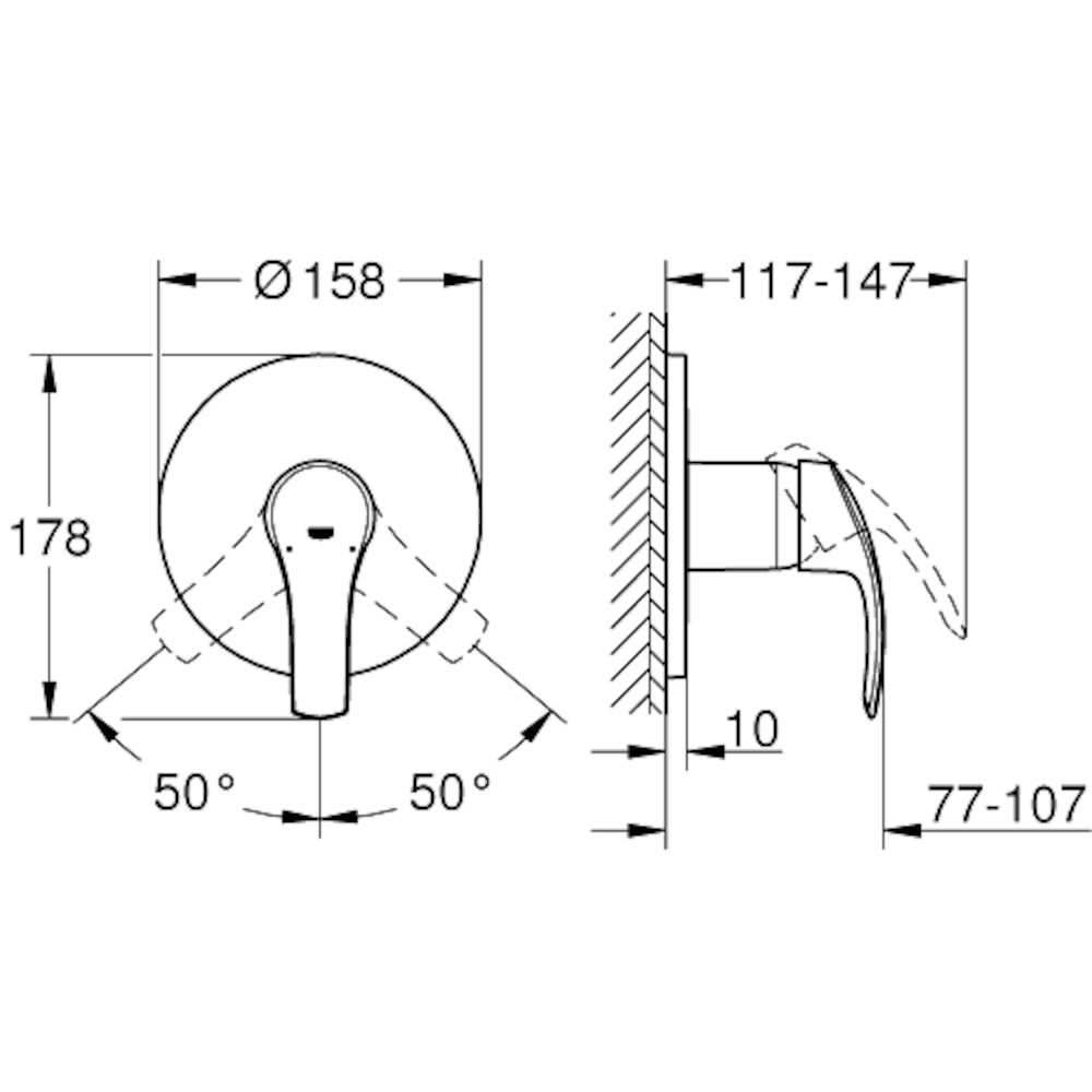 Armature - pokrivne plošče — 24042002 Grohe Eurosmart (1 priključek) pokrivna plošča za tuš | SAN-KERAMIKA.SI