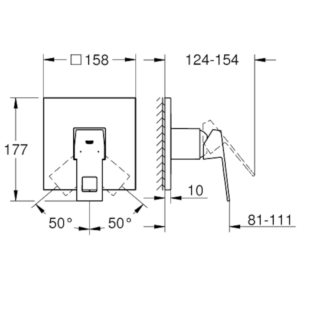 Armature - pokrivne plošče — 24061000 Grohe Eurocube pokrivna plošča | SAN-KERAMIKA.SI