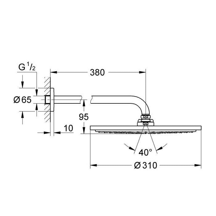 Nadglavne prhe — 26066GL0 Grohe Rainshower Cosmopolitan Metal 310 nadglavna prha | SAN-KERAMIKA.SI