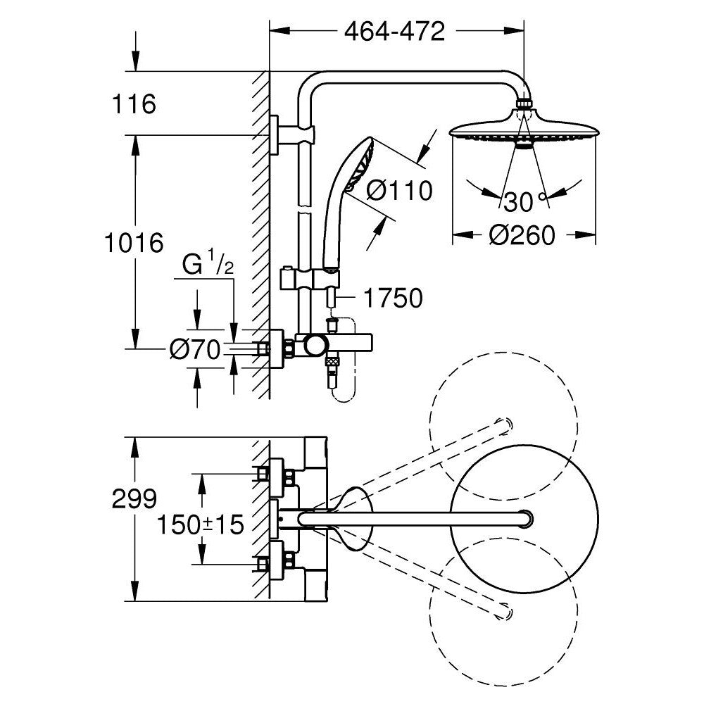 27860001 Grohe Vitalio Joy 260 termostatska armatura s tuš setom