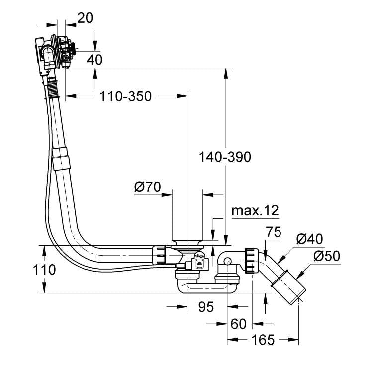 28991000 Grohe Talentofill set dotočne, odtočne in pretočne garniture