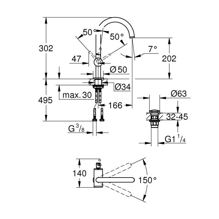 32042003 Grohe Atrio Click-Clack visoka armatura za umivalnik