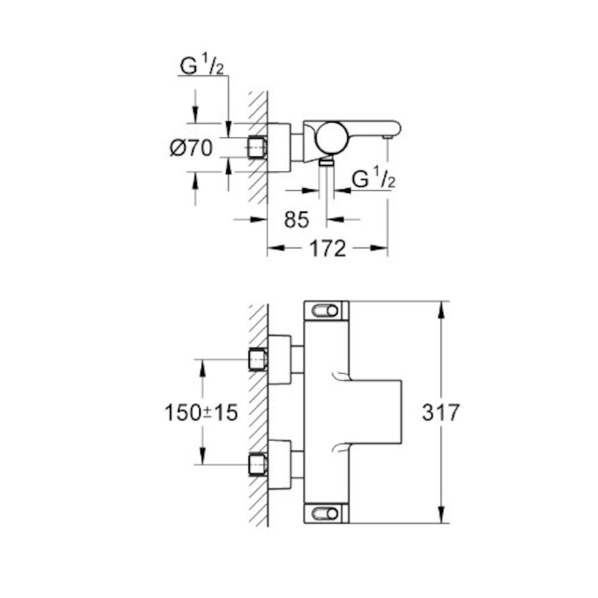 34464001 Grohe Grohtherm 2000 armatura za kad termostatska