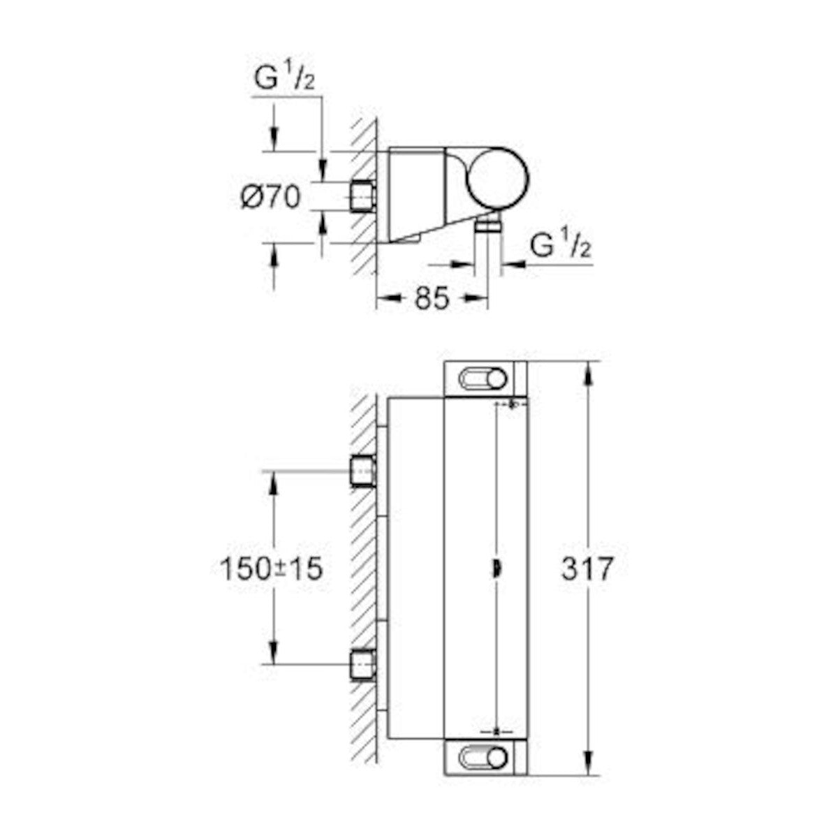 34469001 Grohe Grohtherm 2000 armatura za tuš termostatska