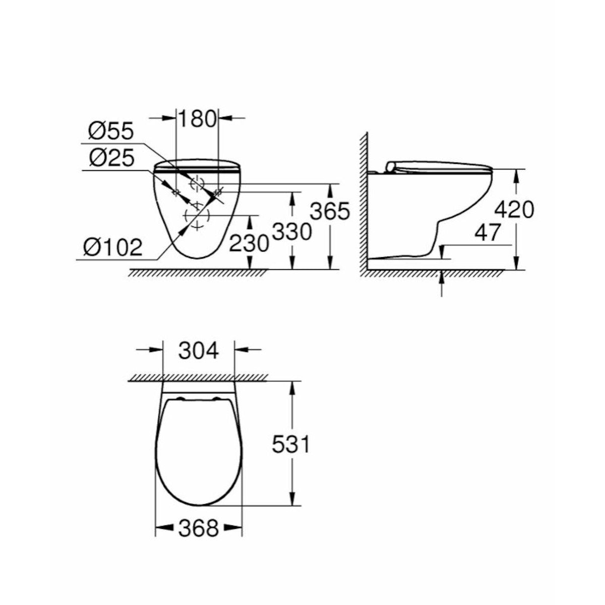 39351000 Grohe Bau Ceramic viseča brezrobna WC školjka z WC desko s počasnim zapiranjem