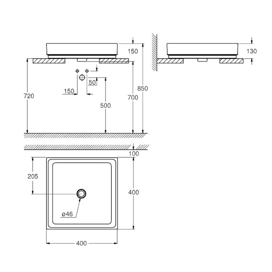 3948200H Grohe Cube Ceramic 40 x 40 cm kvadratni nadpultni umivalnik