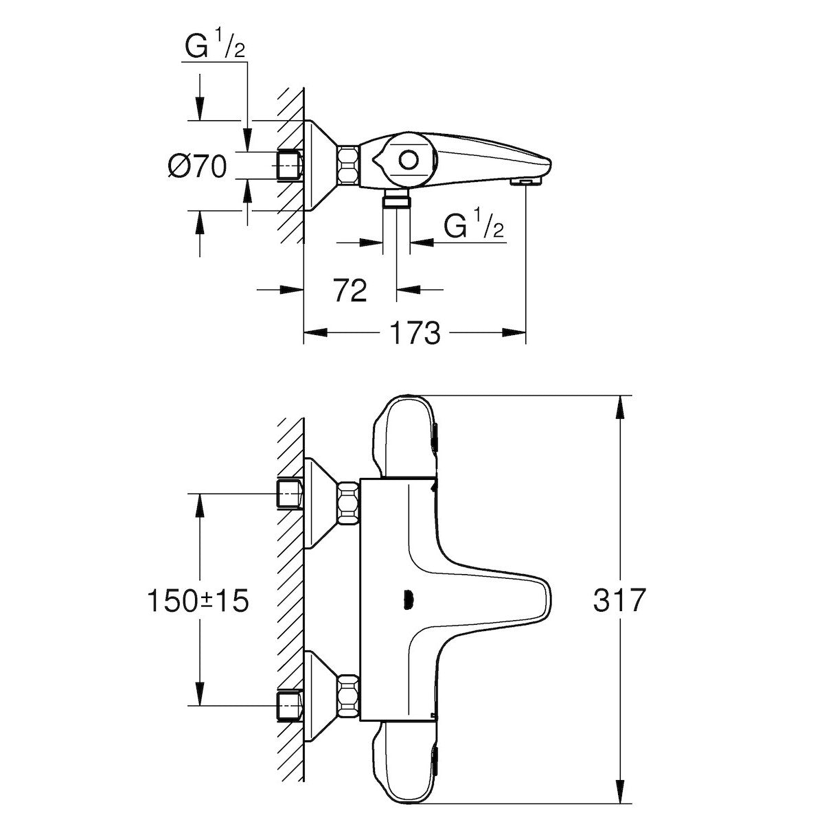 34155003 Grohe Grohtherm 1000 New armatura za kad termostatska