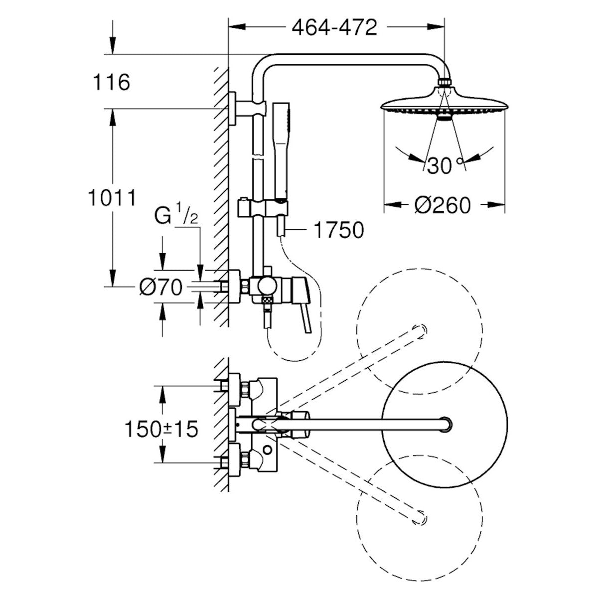 Tuš sistemi — 23061002 Grohe Euphoria Concetto System 260 armatura za tuš s tuš setom | SAN-KERAMIKA.SI