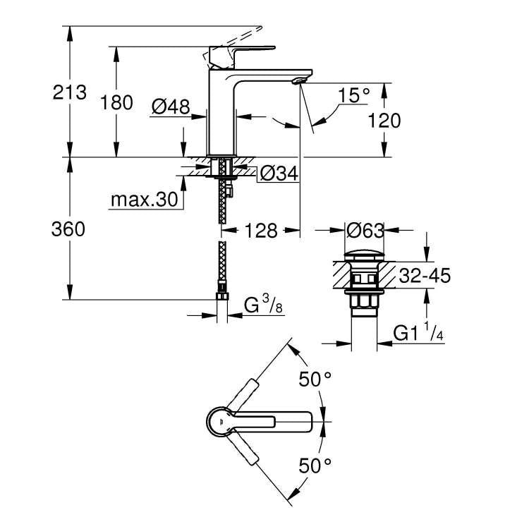 Armature za umivalnike — 23106001 Grohe Lineare armatura za umivalnik | SAN-KERAMIKA.SI