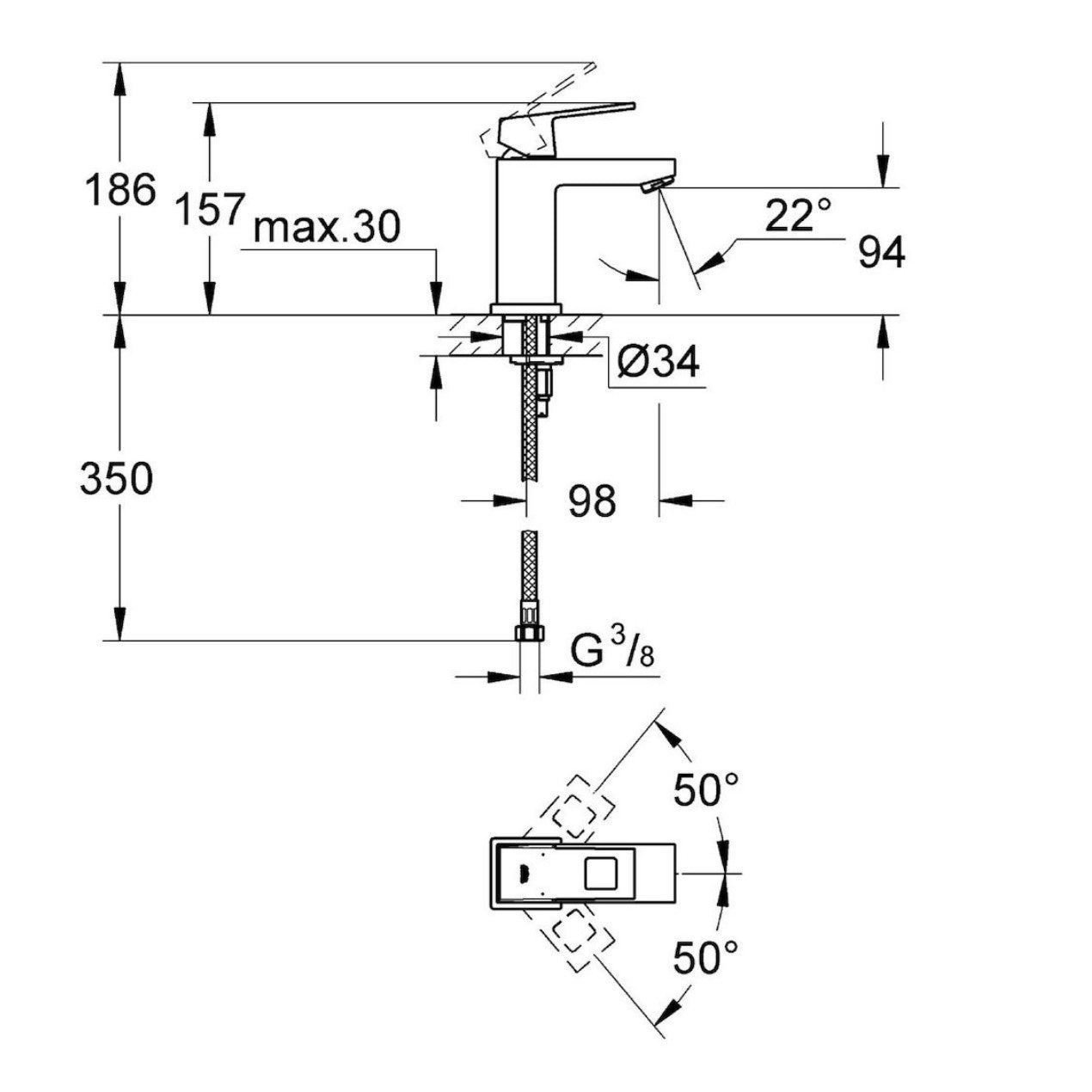 Armature za umivalnike — 23127000 Grohe Eurocube armatura za umivalnik | SAN-KERAMIKA.SI