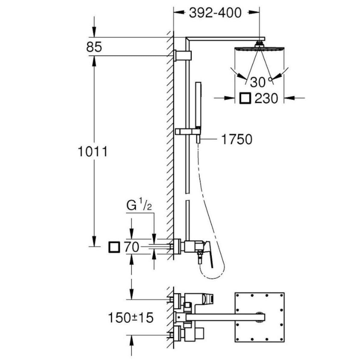 Tuš sistemi — 23147001 Grohe Euphoria Cube XXL System 230 armatura za tuš s tuš setom | SAN-KERAMIKA.SI