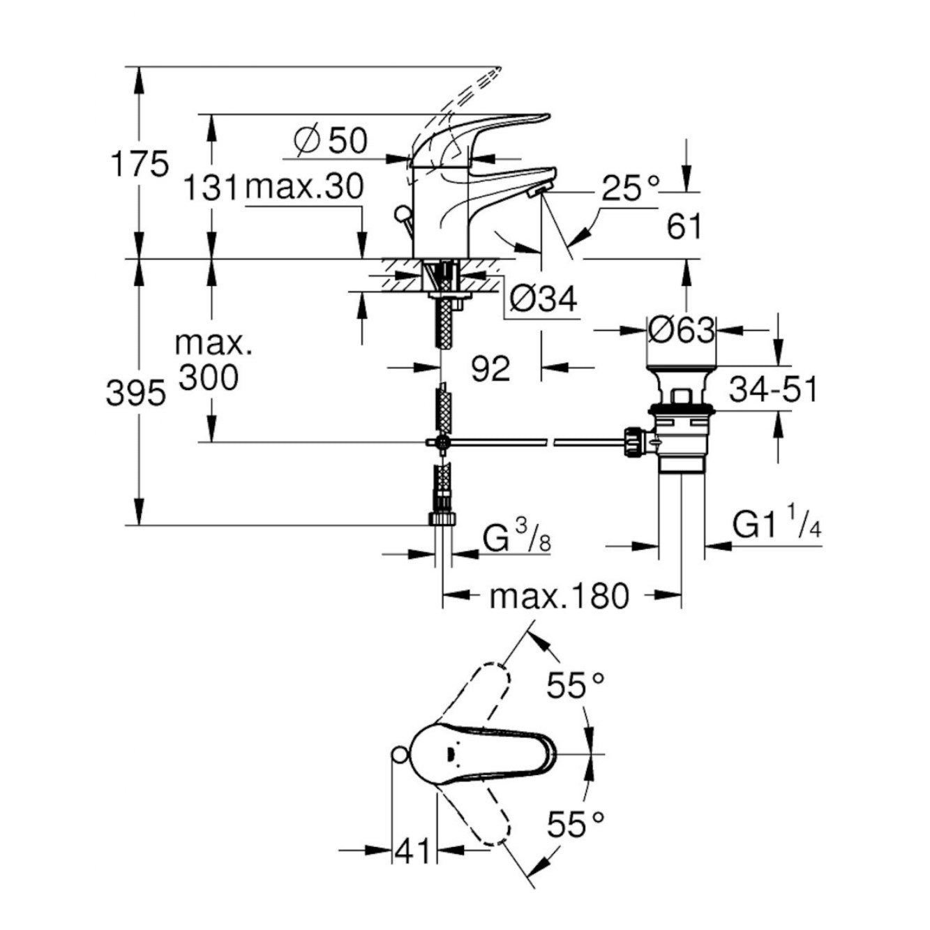 Armature za umivalnike — 23262000 Grohe Euroeco armatura za umivalnik | SAN-KERAMIKA.SI