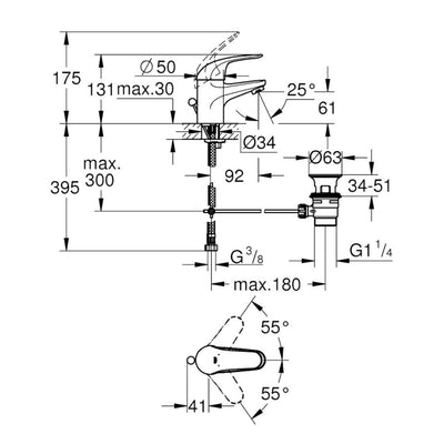 Armature za umivalnike — 23262000 Grohe Euroeco armatura za umivalnik | SAN-KERAMIKA.SI