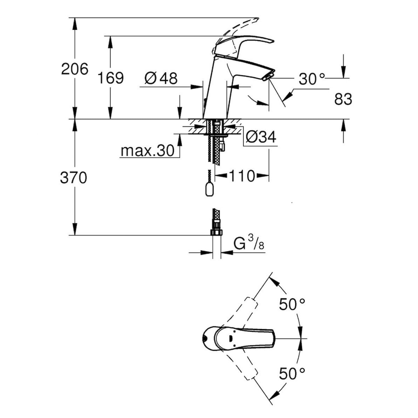 Armature za umivalnike — 23323001 Grohe Eurosmart armatura za umivalnik | SAN-KERAMIKA.SI