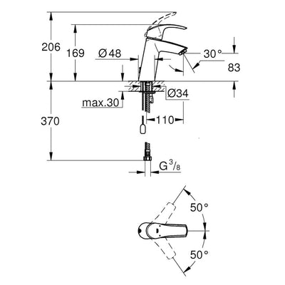 Armature za umivalnike — 23323001 Grohe Eurosmart armatura za umivalnik | SAN-KERAMIKA.SI