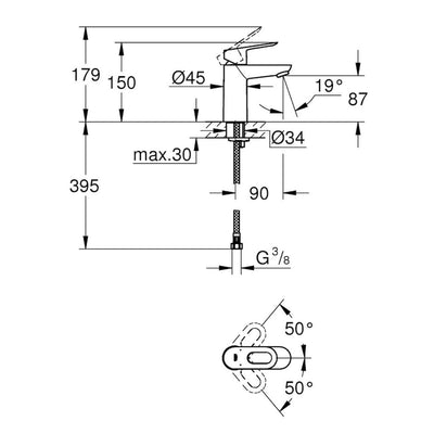 Armature za umivalnike — 23337000 Grohe Loop armatura za umivalnik | SAN-KERAMIKA.SI