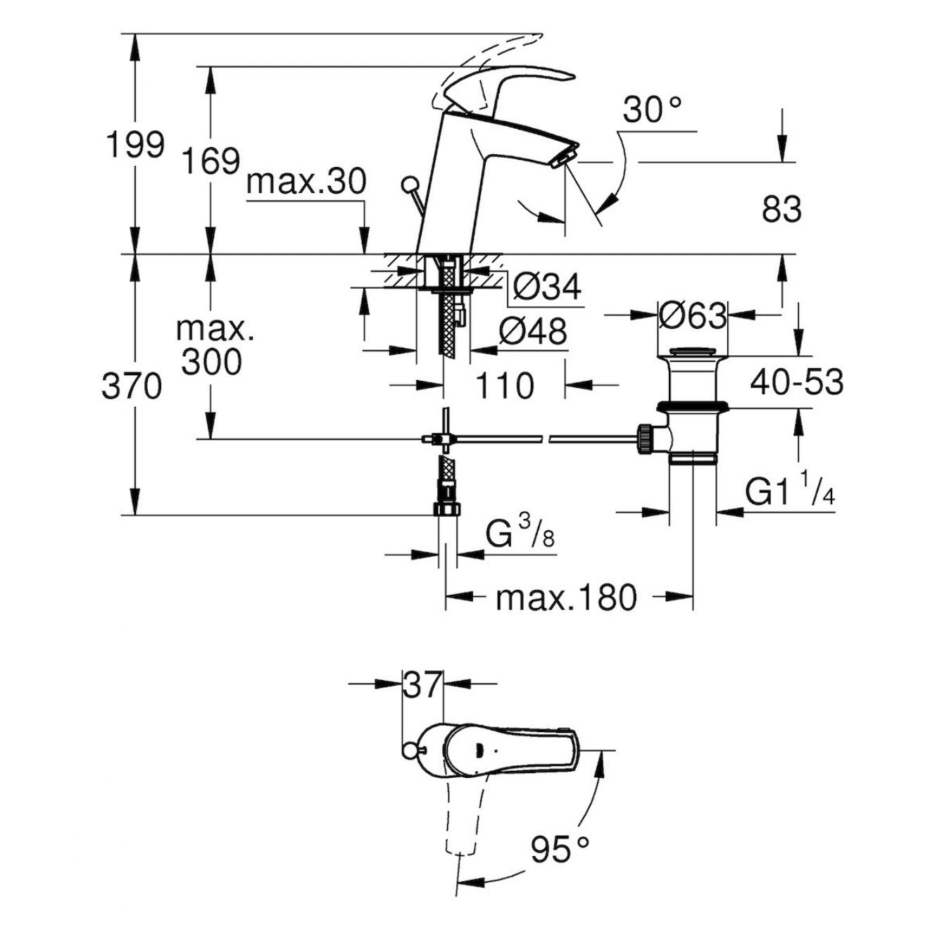 Armature za umivalnike — 2339310E Grohe Eurosmart Cold Start armatura za umivalnik | SAN-KERAMIKA.SI