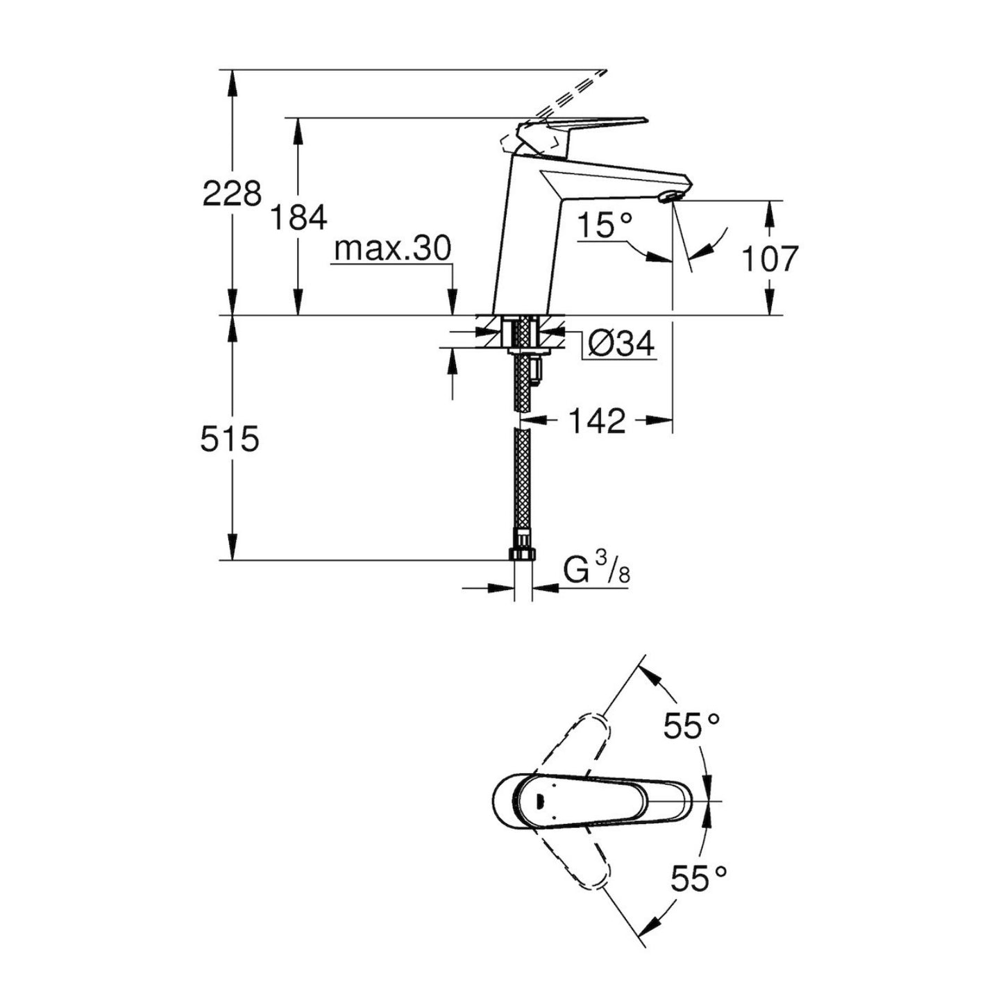 Armature za umivalnike — 23449002 Grohe Eurodisc armatura za umivalnik | SAN-KERAMIKA.SI