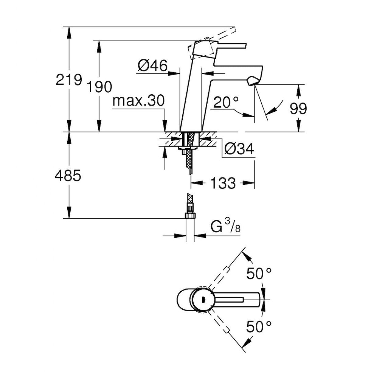 Armature za umivalnike — 23451001 Grohe Concetto New armatura za umivalnik | SAN-KERAMIKA.SI