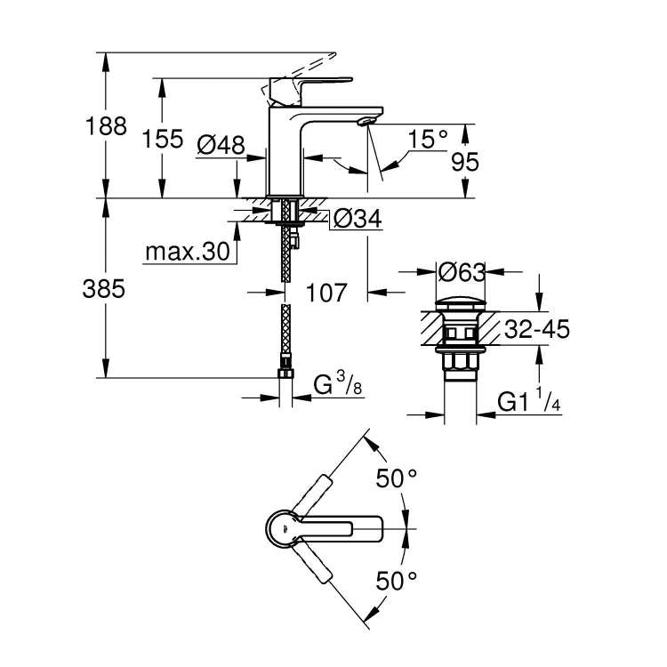 Armature za umivalnike — 23791001 Grohe Lineare armatura za umivalnik | SAN-KERAMIKA.SI