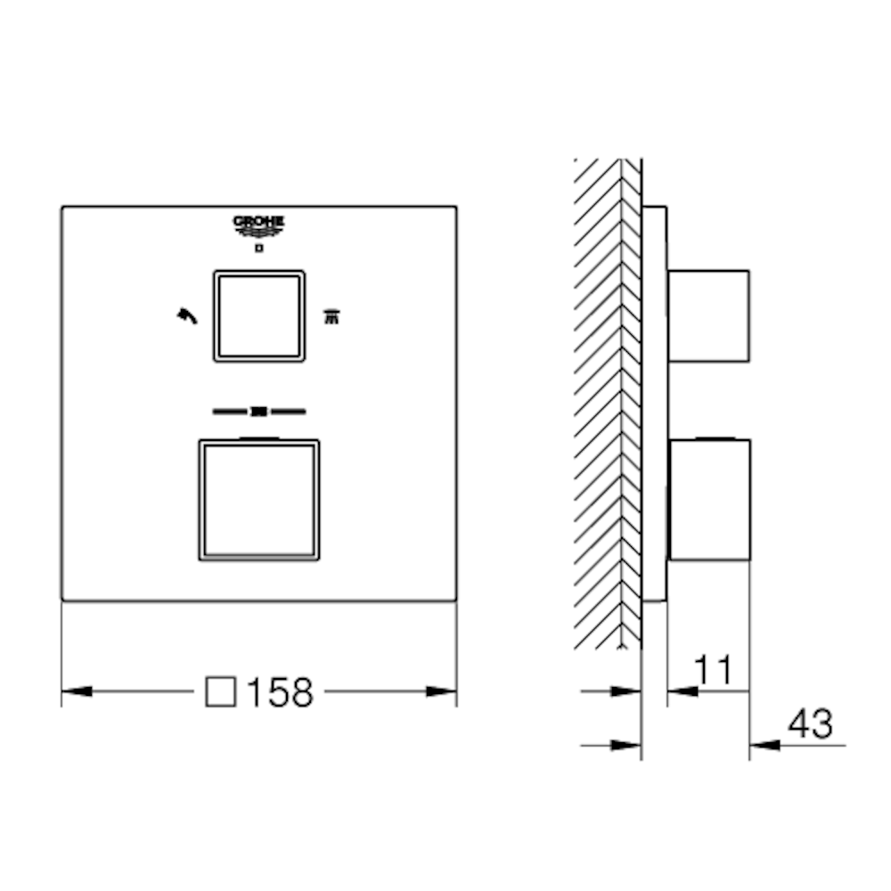 Armature - pokrivne plošče — 24154000 Grohe Grohtherm Cube termostatska pokrivna plošča za tuš | SAN-KERAMIKA.SI