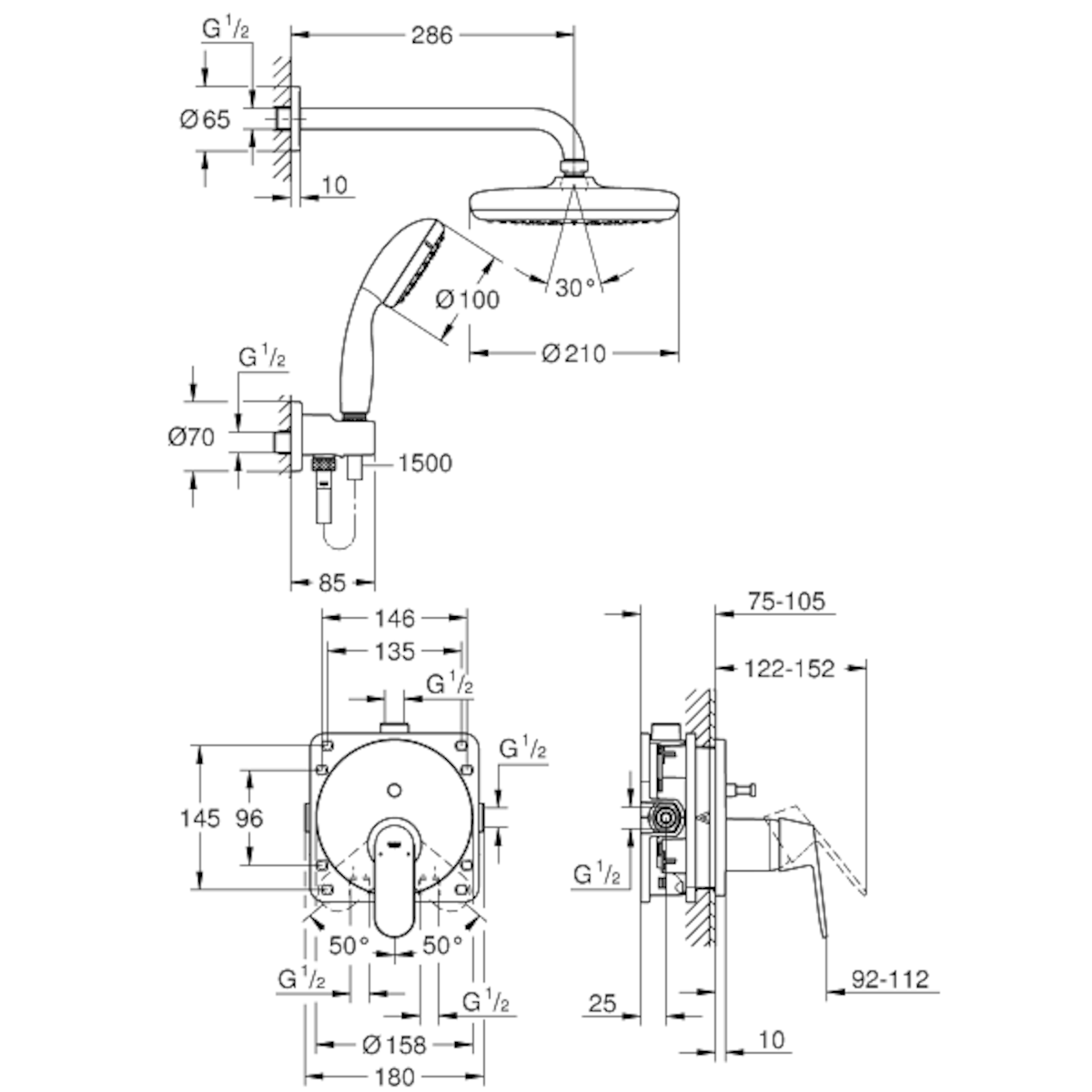 Tuš sistemi — 25219001 Grohe Eurosmart Cosmopolitan podometni komplet za tuš | SAN-KERAMIKA.SI