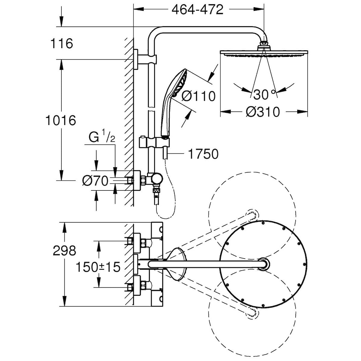 Tuš sistemi — 26075AL0 Grohe Euphoria XXL 310 termostatska armatura s tuš setom | SAN-KERAMIKA.SI