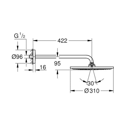 Nadglavne prhe — 26257000 Grohe Rainshower Cosmopolitan 310 nadglavna prha | SAN-KERAMIKA.SI