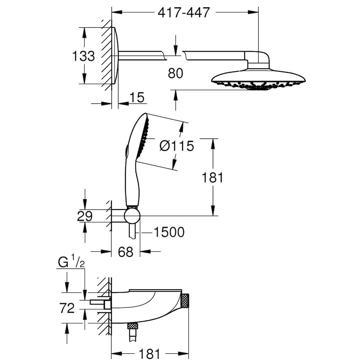 Tuš sistemi — 26443000 Grohe Rainshower System SmartControl 360 DUO termostatska armatura s tuš setom | SAN-KERAMIKA.SI