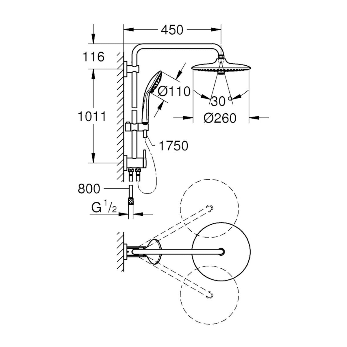 27421002 Grohe Euphoria System 260 tuš set brez armature