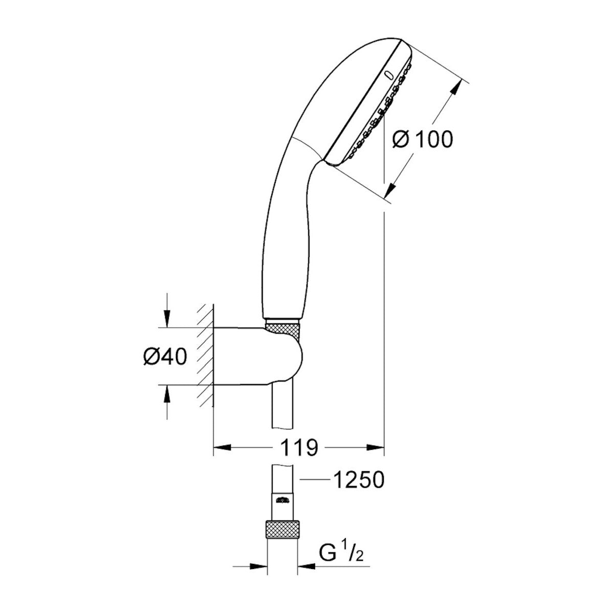 27799001 Grohe New Tempesta Classic 100 tuš set brez armature