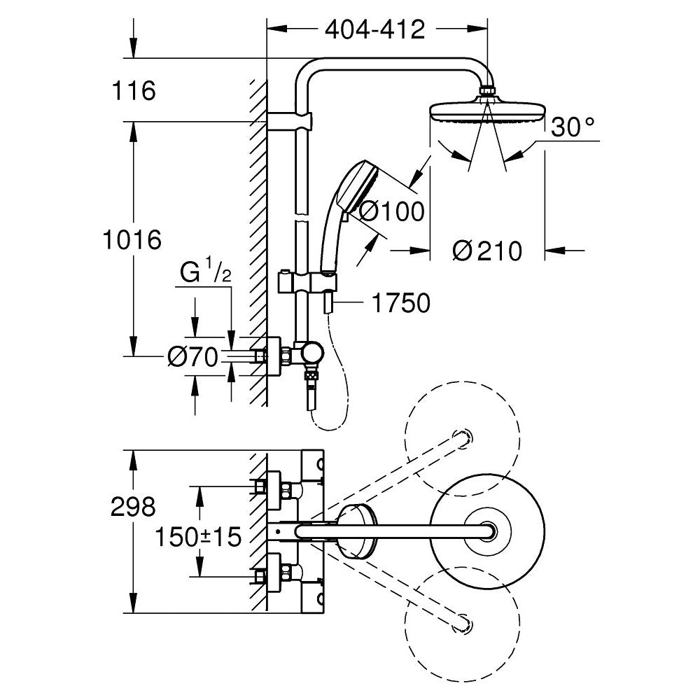 27922001 Grohe New Tempesta Cosmopolitan 210 termostatska armatura s tuš setom