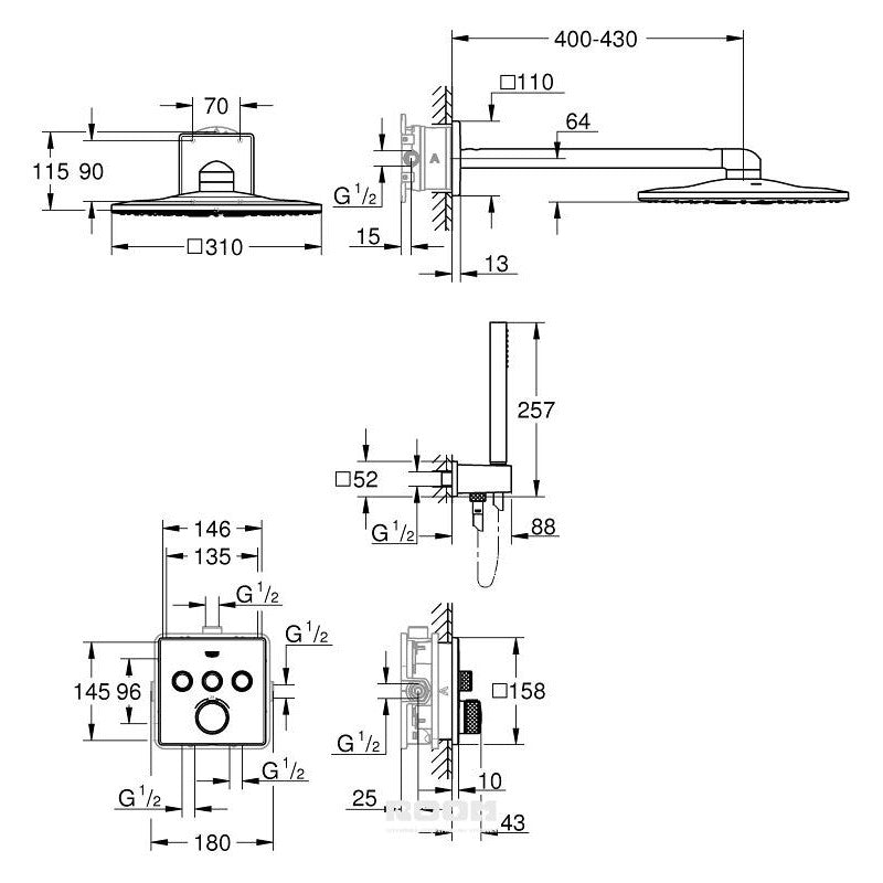 34706000 Grohe Grohtherm SmartControl termostatski podometni komplet za tuš